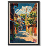 Japanese Tokyo Teahouse Cartoon Canvas Print Anime City Street Cafe Scene Wall Art Poster for Modern Living Room Home Decor Gift
