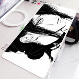 Black and White Anime Girl Table Mat Large Mouse Pad Office Keyboard Edge Locking Desk Mat Gaming Accessories Non-slip Mousepad