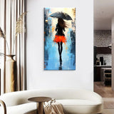 Hand Painted Modern Abstract People Oil Painting Walk Rain Picture On Canvas Wall Art For Living Room Home Bedroom Decoration No Frame