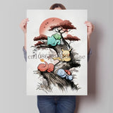 Pokemon Peripherals Pikachu Bulbasaur Squirtle Charmander Canvas Painting Anime Wall Art Prints Living Room Decor Posters