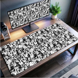 Black and white Mouse Pad Cute HD branco Desk Pad Extended Gaming Keyboard Mats Large XXL Gamer Collage Horror Anime Mousepad