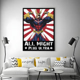 My H-hero A-academia all might anime Poster Versatile HD Waterproof Wall Art Self-Adhesive Decor for Any Space Ideal Gift