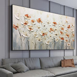 Hand-painted Abstract Knife Little White Flower Oil Painting On Canvas,Wall Art Pictures For Living Room Home Decoration