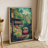 Anime Style Train Journey Canvas Poster Japanese Train Travel Natural Wall Art Poster for Modern Living Room Bedroom Home Decor