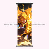 Demon Slayer: Kimetsu No Yaiba Wall Art Canvas Scrolls Pictures Hanging Painting Anime Rengoku Kyoujurou Home Decor Print Poster