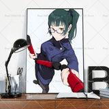 1PC Anime Jujutsu Kaisen Maki Zenin Poster Self-adhesive Art Waterproof Paper Sticker Coffee House Bar Room Wall Decor