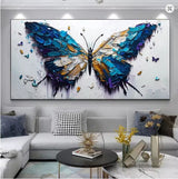 Handmade Oil Painting Canvas Wall Art Decoration Animal Abstract Texture Butterfly For Home Living Room Decor Rolled Frameless Unstretched Painting