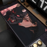 Gamer Mouse Pad Oni Devil Mask Rubber Mouse Mat Anime Girls Large Gaming Mousepad Game HD Print Keyboard Pad Non-Slip Desk Mat