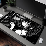 Anime Girl Non-Slip Mouse Pad Large Gaming Mousepad HD Print Keyboard Pad Laptop Computer Desk Pad Locking Edge Mouse Mat Carpet