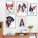 Colorful Animal Dog Canvas Painting Poster Abstract Wall Art