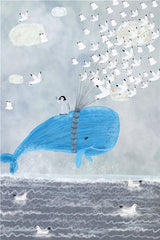 Frameless Blue Whale Digital Painting Wall Art Picture Decoration