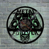 Retro Vinyl Record Skull Speaker Wall Clock Art Deco Vinyl Wall Clock LED Luminous Wall Clock