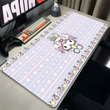 Kawaii Bow Extended Desk Mat PC Anime Sanrio Gamer Cabinet Keyboard Rug Kuromi Bunny Ears Mouse Pad Laptop Purple Skull Mousepad