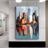 Handmade Oil Painting On Canvas Wall Art Decoration Abstract New York Urban Architecture For Home Living Room Decor Picture Rolled Frameless Unstretched Painting