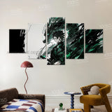 5pcs Anime Demon Slayer Kamado Tanjirou Character Canvas Wall Art Print Pictures Poster Home Decoration Room Frameless Paintings