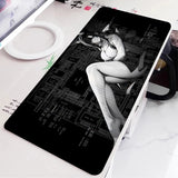 Black and White Anime Girl Table Mat Large Mouse Pad Office Keyboard Edge Locking Desk Mat Gaming Accessories Non-slip Mousepad