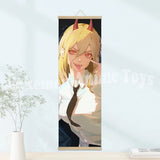 Chainsaw Man Anime Poster Wooden-framed Scroll Painting HD Quality Wall Art Retro Posters for Home Room Wall Decor