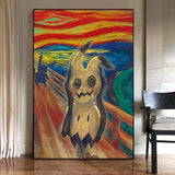 Van Gogh Museum Pokemon Anime Figures Pikachu Watercolor Painting Canvas HD Posters and Abstract Art Murals Picture Home Decor