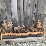 New Moose Cross-cut Saw Metal Wall Art On Tree