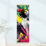 Chainsaw Man Anime Poster Wooden-framed Scroll Painting HD Quality Wall Art Retro Posters for Home Room Wall Decor