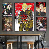 T-Tokyo Revengers Anime Poster Self-adhesive Art Waterproof Paper Sticker Coffee House Bar Room Wall Decor