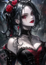 Fantasy Magical World Gothic Cool and Cute Character Aesthetics Anime Girl Canvas Painting Art for Wall Manga Game Room Decor
