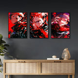 3pcs/set Anime Jujutsu Kaisen Wall Art Prints Poster Figure Itadori Yuji Canvas Painting Home Decor Poster Fans Gifts-unframed