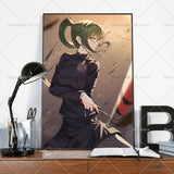 1PC Anime Jujutsu Kaisen Maki Zenin Poster Self-adhesive Art Waterproof Paper Sticker Coffee House Bar Room Wall Decor