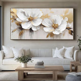 Abstract Flower Oil Painting On Canvas Large Wall Art Minimalist Floral Art Handmade Painting White Modern Home Decor For Living Room