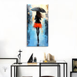 Hand Painted Modern Abstract People Oil Painting Walk Rain Picture On Canvas Wall Art For Living Room Home Bedroom Decoration No Frame