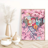 Japanese Cherry Blossom Anime Wall Art Poster Pink Preparatory Student Canvas Printing for Modern Living Room Home Decor  Gifts