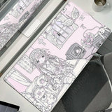 Anime Cute Angel Girls Mouse Pad Laptop Gaming Extended Desk Mat PC Kawaii Gamer Cabinet Mousepad XXL Keyboard Rug Pink Carpet