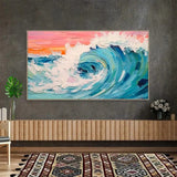 New Abstract Large Size Handmade Oil Painting Blue White Ocean Waves Texture Landscape Painting For Living Room Art Wall Decoration