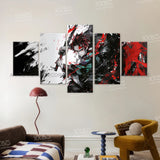 5pcs Anime Demon Slayer Kamado Tanjirou Character Canvas Wall Art Print Pictures Poster Home Decoration Room Frameless Paintings