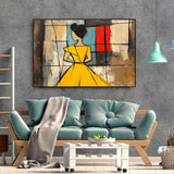 Abstract Woman  Handmade Oil Painting Large Brown Green Texture Painting Vintage Abstract People Art Wabi Sabi Wall Art