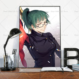 1PC Anime Jujutsu Kaisen Maki Zenin Poster Self-adhesive Art Waterproof Paper Sticker Coffee House Bar Room Wall Decor