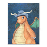 Pokmon Anime Character Pikachu Posters Van Gogh Museum Watercolor Canvas With HD Printed Wall art Pictures For Living Room Gifts