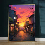 Rainy Tokyo Japanese Woodblock Tea Emple Print  Anime City Poster Wall Art Decor Gift Living Room Bedroom Decorative Pictures