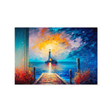 Handmade Oil Painting Canvas Wall Art Decoration City Landscape Tourism Lighthouse At Sea Abstract Home Living Room Bedroom Decor Rolled Frameless Unstretched Painting