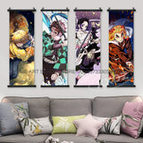 Demon Slayer Hanging Painting Home Decor Kamado Tanjirou Wall Art Anime Poster Uzui Tengen Canvas Scrolls Pictures Living Room