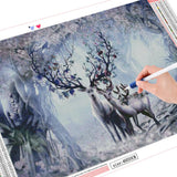 Full Square Round Deer Diamond Painting Animal Mosaic Forest Wall Art