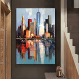 Handmade Oil Painting On Canvas Wall Art Decoration Abstract New York Urban Architecture For Home Living Room Decor Picture Rolled Frameless Unstretched Painting