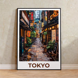 Rainy Tokyo Japanese Woodblock Tea Emple Print  Anime City Poster Wall Art Decor Gift Living Room Bedroom Decorative Pictures