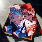 Anime Jujutsu Kaisen Gojo And Sukuna Poster Self-adhesive Art Waterproof Paper Sticker Coffee House Bar Room Wall Decor