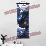 Pokemon Anime Poster Scroll Painting, Pikachu, Charizard, Eevee, Gengar, Mewtwo, Room Art White Canvas Painting Wall Decoration