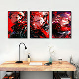 3pcs/set Anime Jujutsu Kaisen Wall Art Prints Poster Figure Itadori Yuji Canvas Painting Home Decor Poster Fans Gifts-unframed