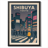 Rainy Tokyo Japanese Woodblock Tea Emple Print  Anime City Poster Wall Art Decor Gift Living Room Bedroom Decorative Pictures