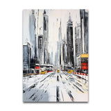 Handmade Oil Painting Canvas Wall Art Decoration Modern Black And White Abstract Architectural Street Scene For Home Living Room Decor Entrance Niche Art Installation Rolled Frameless