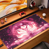 Pink Fox Mouse Mat Anime Kawaii Cute Mousepad Natural Rubber Gaming Table Pad Extra-large size Office Computer Mouse Desk Mats