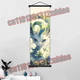 Pokemon Anime Poster Scroll Painting, Pikachu, Charizard, Eevee, Gengar, Mewtwo, Room Art White Canvas Painting Wall Decoration